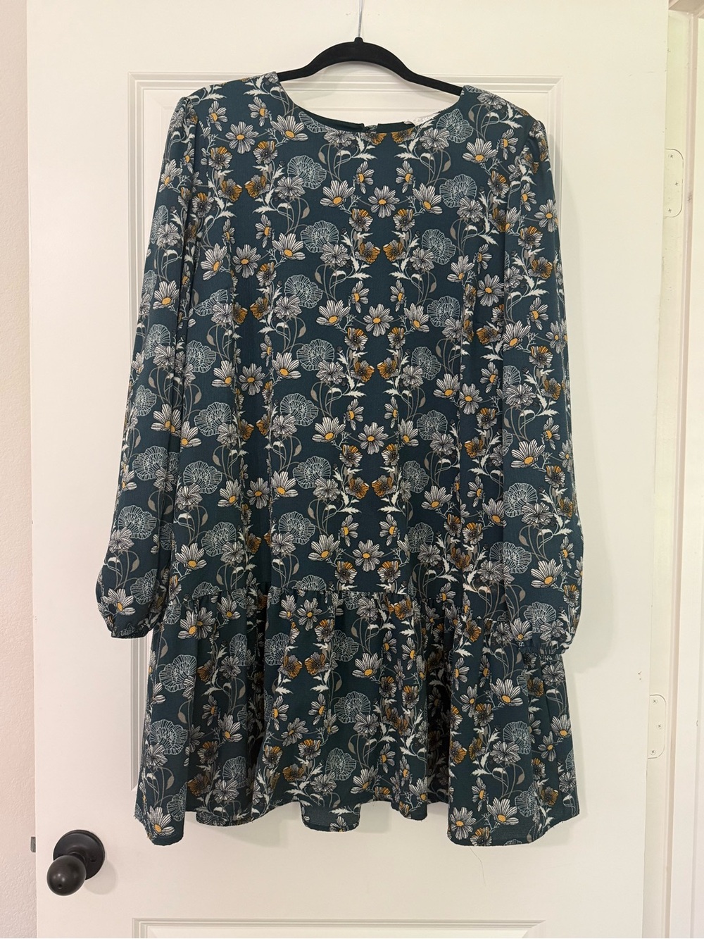 Caslon Teal Floral Long-Sleeve Swing Dress